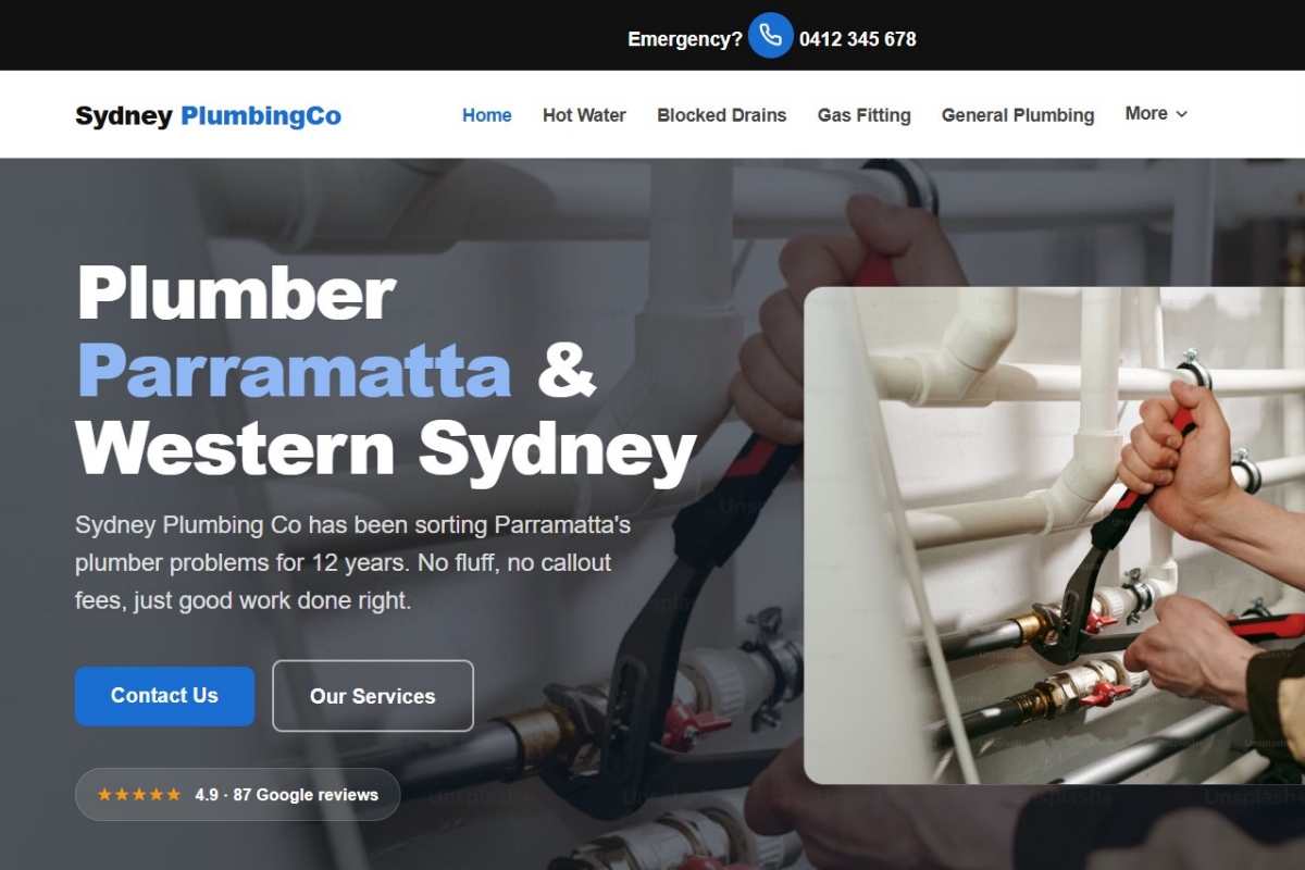 Licensed plumber trades demo site